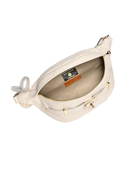 Anna Luchini Women's leather waist bag Beige