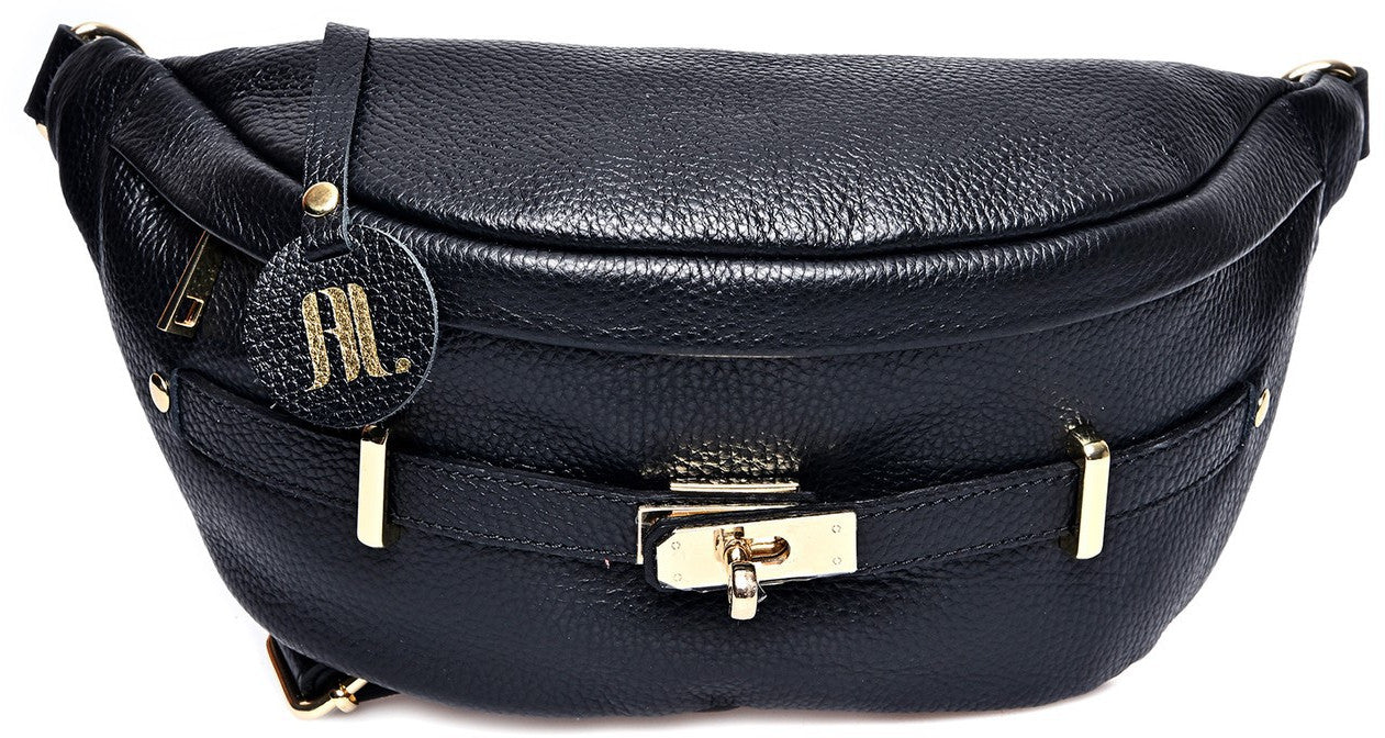 Anna Luchini Women's leather waist bag Black – My Dr. XM