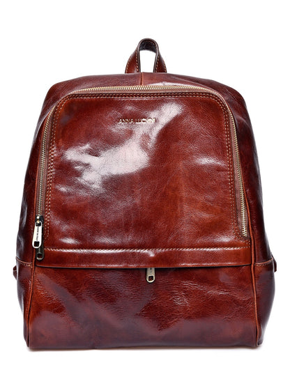 anna luchini black leather slouch backpack Anna Luchini Women's leather backpack Brown