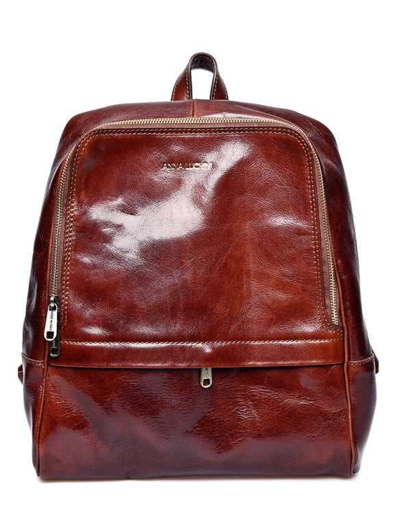 Anna Luchini Women's leather backpack Brown