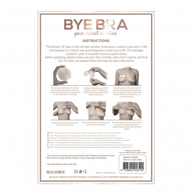 Bye Bra Invisible bra with SILICONE nipple covers