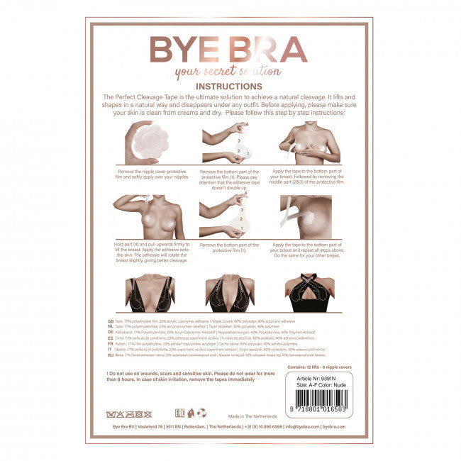 Bye Bra Perfect Cleavage Tape A-F Nude 3 Pairs