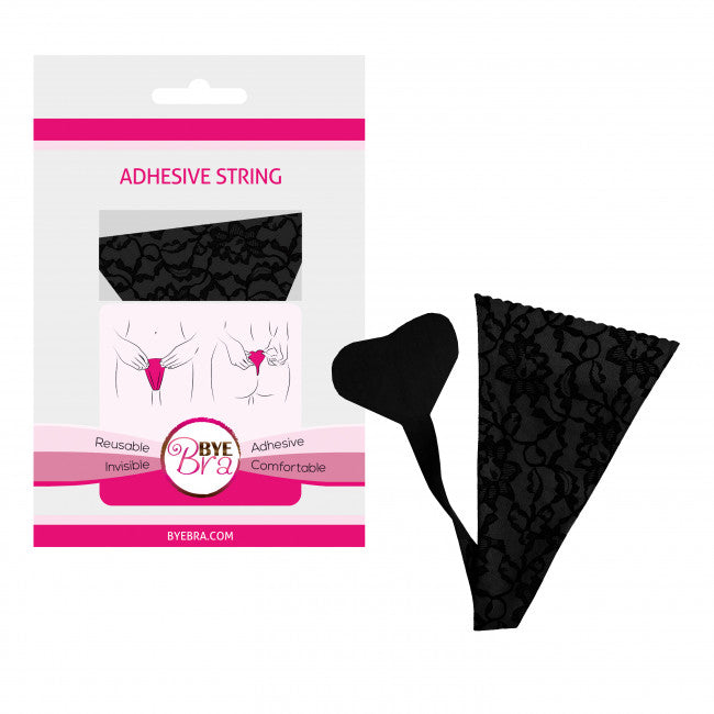 Bye Bra Adhesive Strings Lace Finish Black One Size