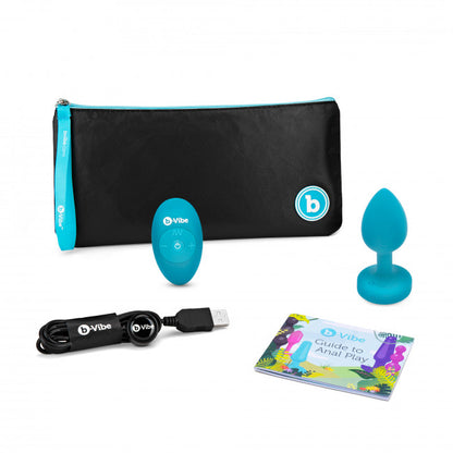 b-Vibe Vibrating Jewel Plug S/M Aquamarine