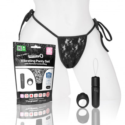 The Screaming O My Secret Screaming O 4T Panty Vibe Set Black
