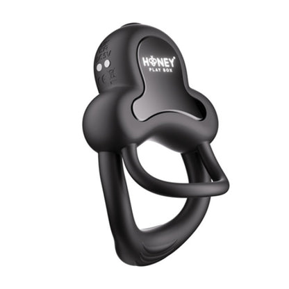 HoneyPlayBox Anello App-Controlled Vibrating Double Cock Ring with Clitoral Stimulator Black