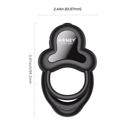 HoneyPlayBox Anello App-Controlled Vibrating Double Cock Ring with Clitoral Stimulator Black
