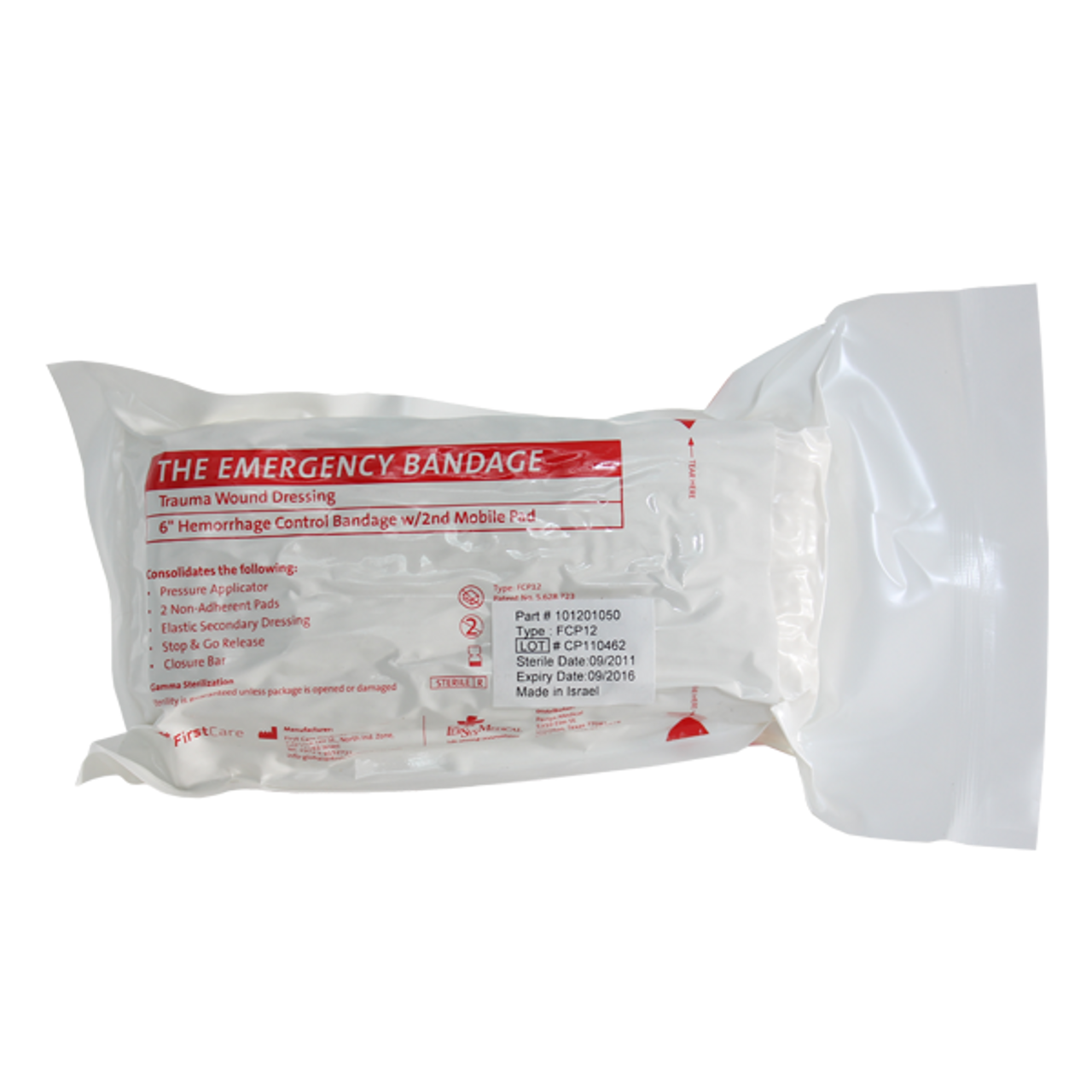 6" White Israeli Bandage with Pressure Bar