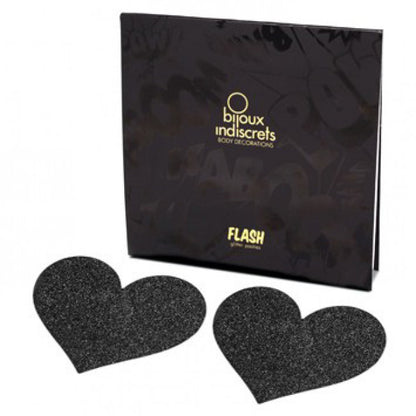 Bijoux Indiscrets Flash Heart Black nipple decorations