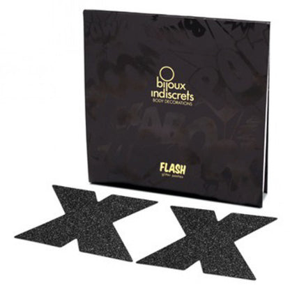 Bijoux Indiscrets Flash Cross Black nipple decorations