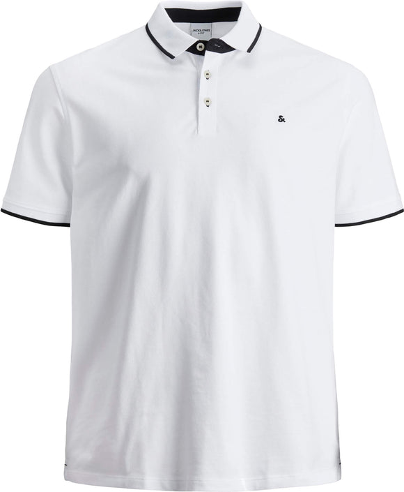 Jack&Jones PLUS Men's Slim Fit Polo Shirt JJEPAULOS White Size 4XL