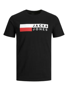 Jack&Jones PLUS Men's T-shirt JJELOGO Regular Fit Black Print