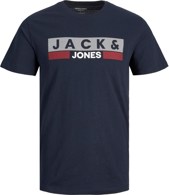 Jack&Jones PLUS Men's T-shirt JJELOGO Regular Fit Navy Blazer Play 4