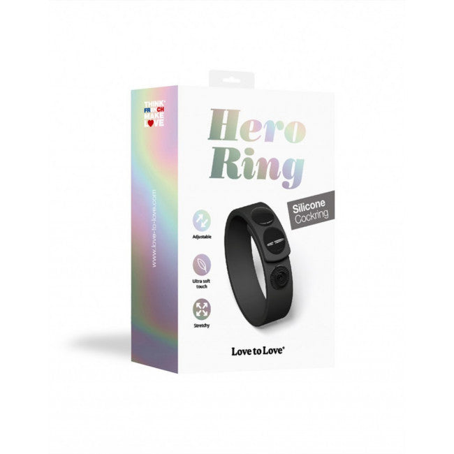 Love To Love Hero Ring Adjustable Cock Ring Black