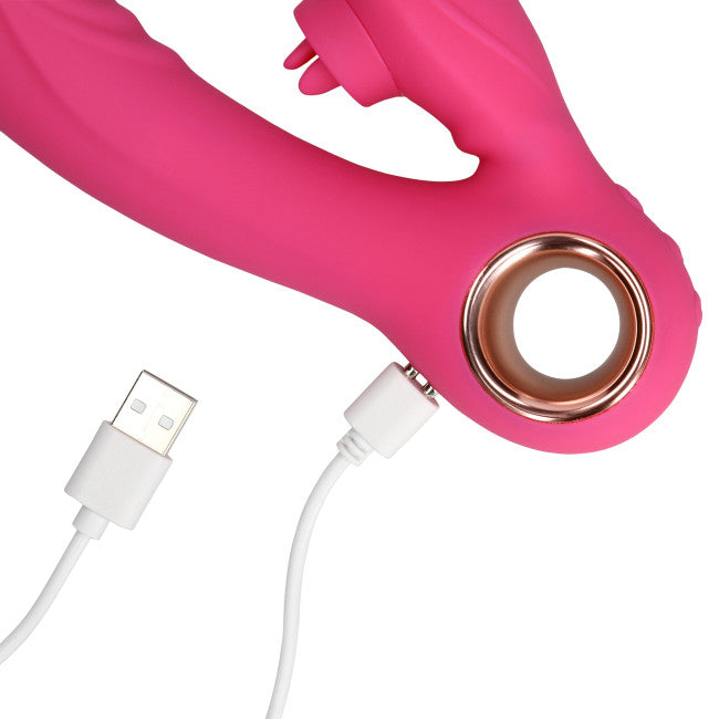 Loveline Tongue Flickering & Heating Rabbit Vibrator Exuberant Pink