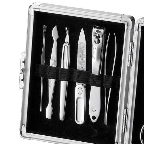 Three Seven Manicure set case Silver - 11 tools