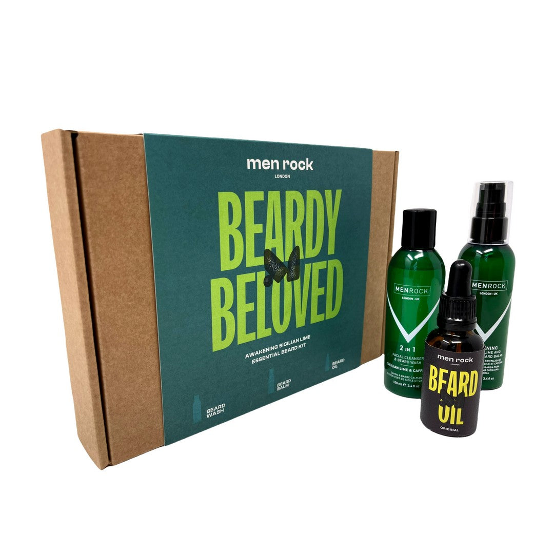 Men Rock London Sicilian Lime Beardy Beloved Essential Beard Kit 3 pcs