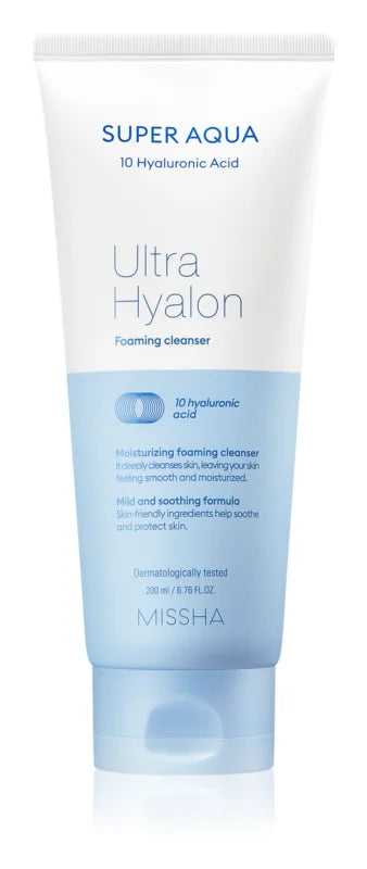 Missha Super Aqua 10 Hyaluronic Acid hydrating cleansing foam 200 ml
