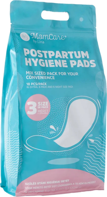 Momcare Postpartum Hygiene Pads 3 sizes in pack - 18 pads