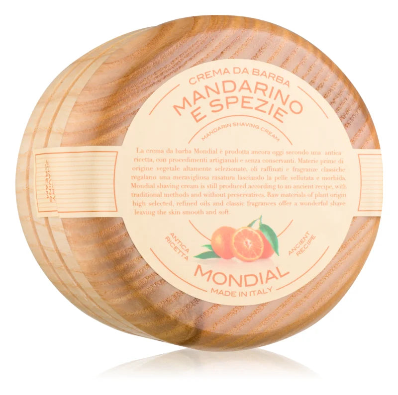 Mondial Luxury Wooden Bowl Mandarin and Spice shaving cream 140 ml