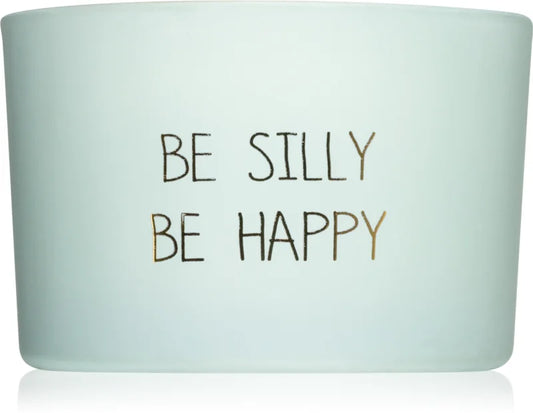 My Flame Minty Bamboo Be Silly Be Happy scented candle with wooden wick 7x5 cm