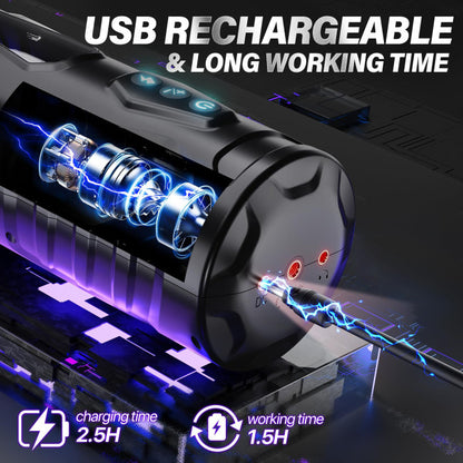 SuperLove Powerful Automatic Rotating & Thrusting Masturbator Black