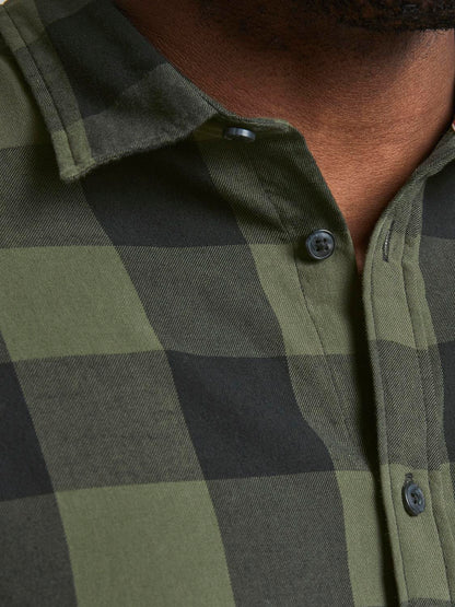 Jack&Jones PLUS Men's shirt JJEGINGHAM Loose Fit Dusty Olive