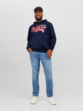 Jack&Jones PLUS Men's sweatshirt JJELOGO Regular Fit Navy Blazer