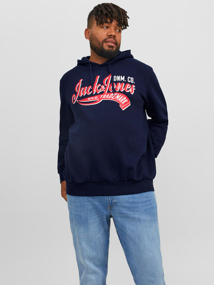 Jack&Jones PLUS Men's sweatshirt JJELOGO Regular Fit Navy Blazer