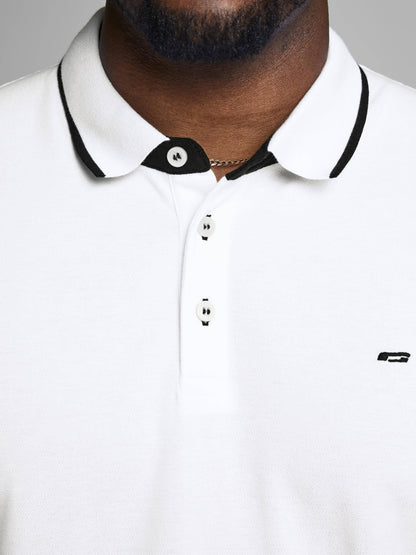 Jack&Jones PLUS Men's Slim Fit Polo Shirt JJEPAULOS White Size 4XL