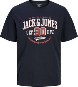 Jack&Jones PLUS Men's T-shirt JJELOGO Standard Fit Dark Navy