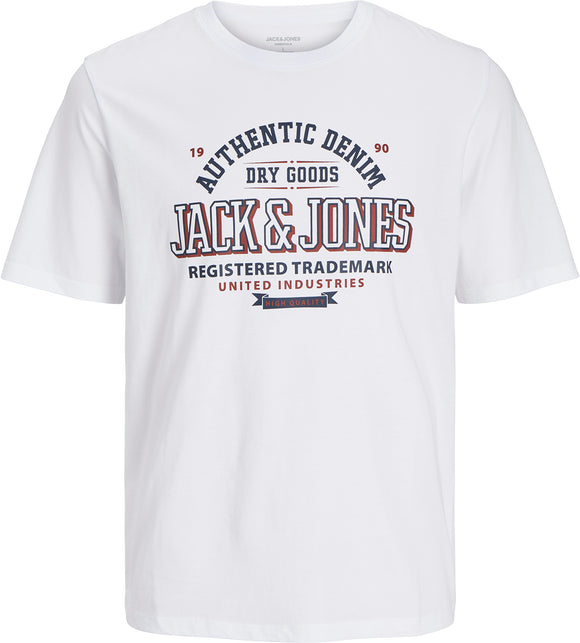 Jack&Jones PLUS Men's T-shirt JJELOGO Standard Fit White