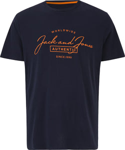 Jack&Jones PLUS Men's T-shirt JJFERRIS Standard Fit Navy Blazer