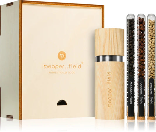 .pepper..field Kampot pepper test tube set with grinder gift set white