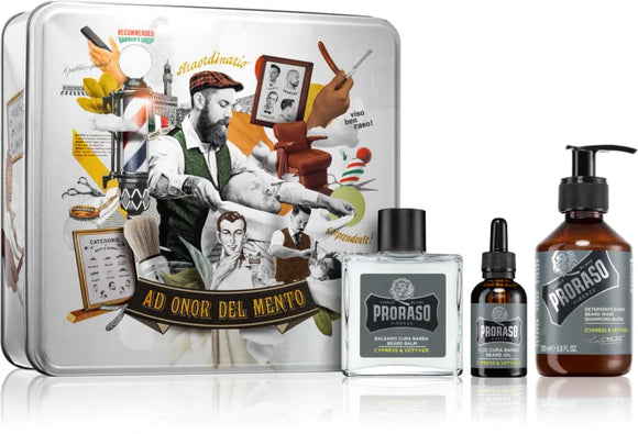 Set Proraso Cypress & Vetyver Beard Kit (balm/100ml + shmp/200ml + oil/30ml)