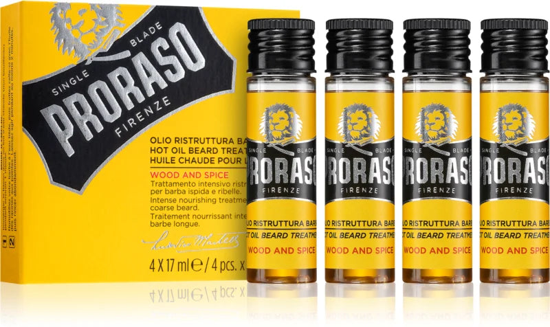 Proraso Wood and Spice Hot Oil Beard Treatment Set 4 x 17 ml