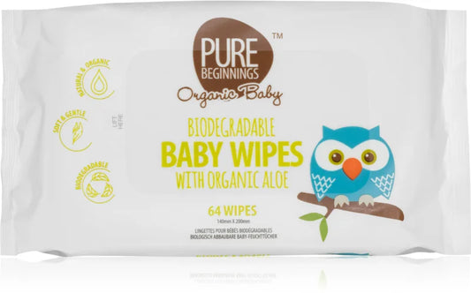 Pure Beginnings Organic Baby Baby Wipes with Organic Aloe 64 pcs