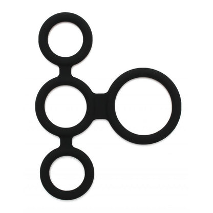 Rimba Latex Play Quatro Cock Ring and Ball Splitter Black