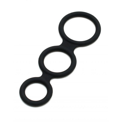 Rimba Latex Play Triple Cock Ring Black