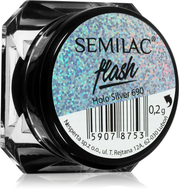 Semilac Flash glitter nail powder shade Holo SIlver 690 - 0.2 g