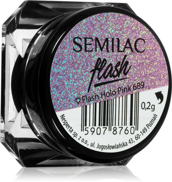 Semilac Flash glitter nail powder shade Holo Pink 689 - 0.2 g