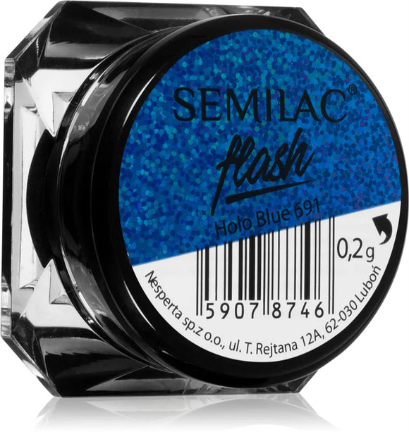 Semilac Flash glitter nail powder shade Holo Blue 691 - 0.2 g