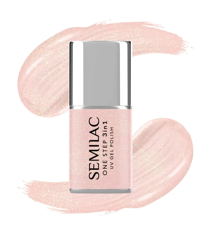 Semilac One Step Hybrid 3in1 shade S258 Naked Glitter Peach 7 ml