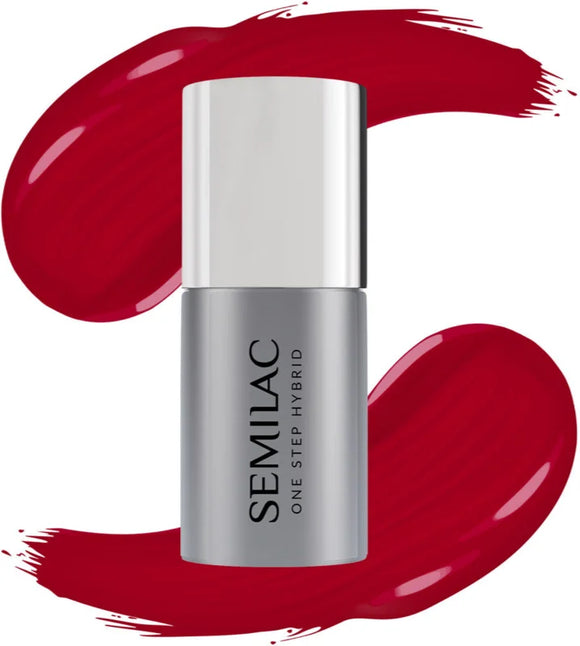 Semilac One Step Hybrid gel nail polish shade S550 Pure Red 5 ml