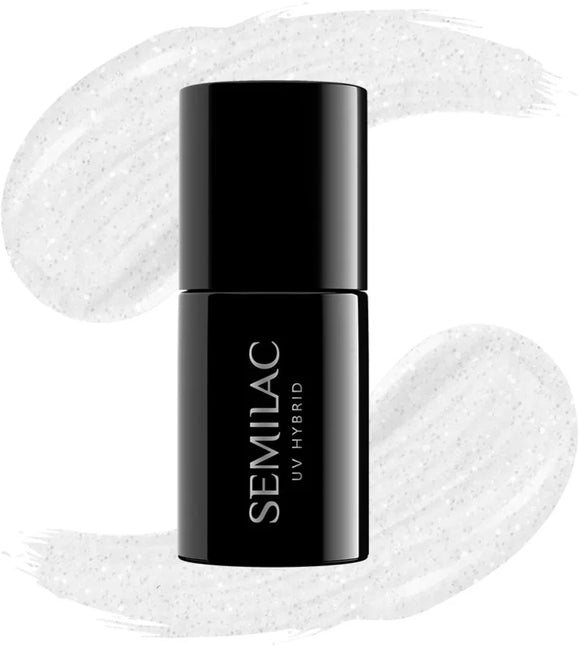 Semilac UV Hybrid Black & White gel nail polish shade 091 Glitter Milk 7 ml