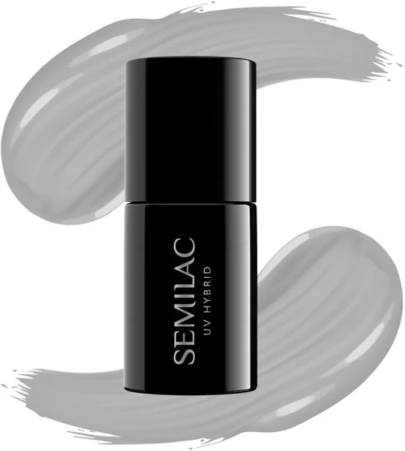 Semilac UV Hybrid Black & White gel nail polish shade 105 Stylish Gray 7 ml