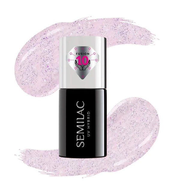 Semilac UV Hybrid Extend Care 5in1 gel nail polish shade 806 Glitter Delicate Pink 7 ml
