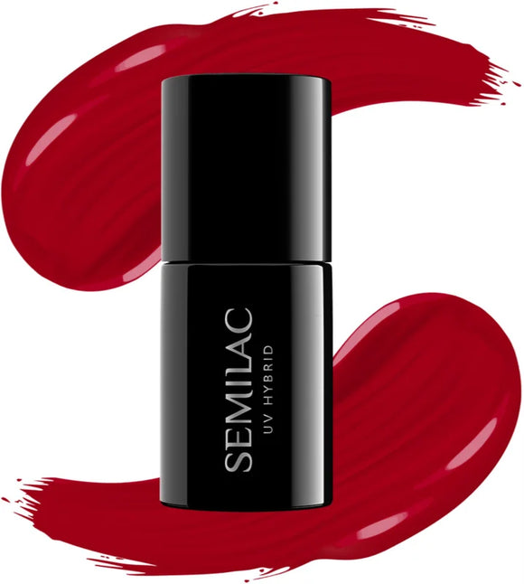 Semilac UV Hybrid Hottie gel nail polish shade 027 Intense Red 7 ml