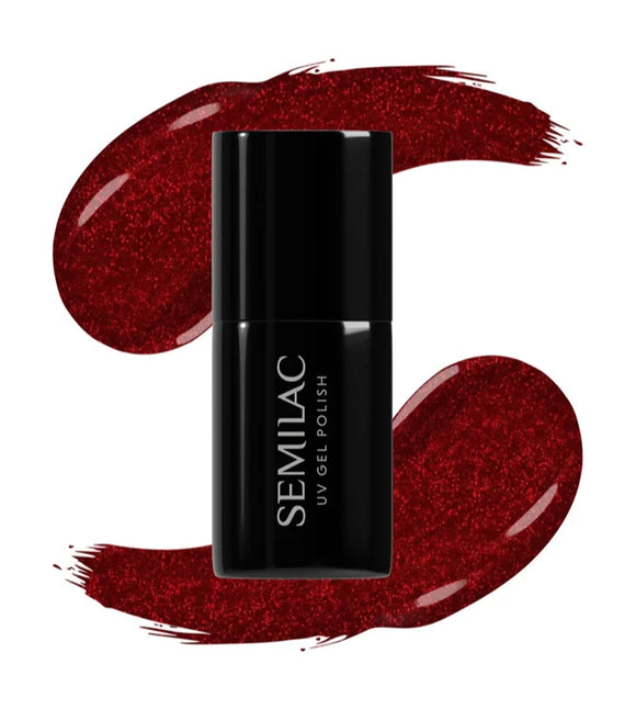 Semilac UV Hybrid X-Mass gel nail polish shade 306 Divine Red 7 ml