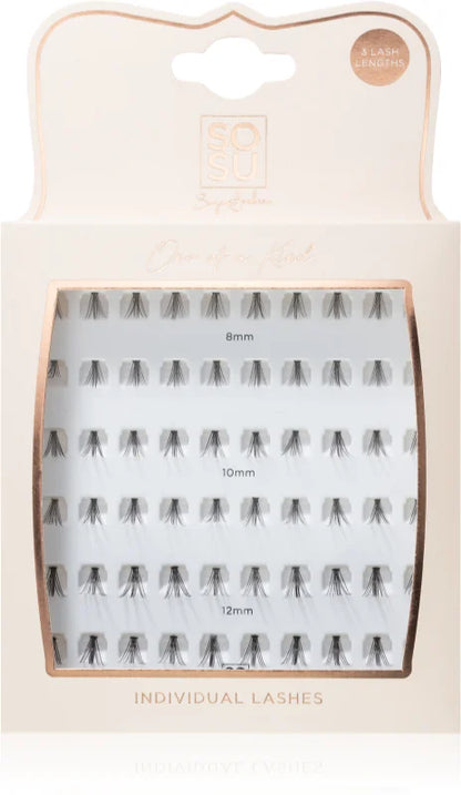 SOSU Cosmetics One Of A Kind 8 mm, 10 mm, 12 mm, knot-free, bunched glue-on eyelashes set